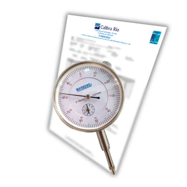 Relógio Comparador 0 a 10 mm com fixador - Marberg - Com Certificado de Calibração com Selo de Acreditação RBC