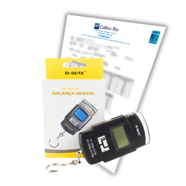Dinamômetro Digital Tipo Balança até 50 kg com Gancho com Certificado de Calibração com Selo de Acreditação RBC