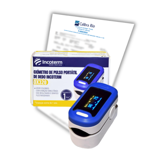 Oxímetro de Dedo Portátil OX320 Incoterm com Certificado de Calibração Rastreável