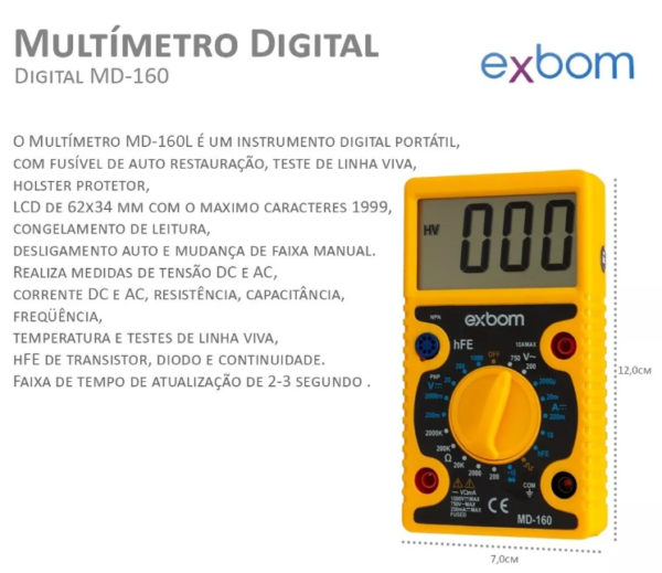 Multímetro Digital Profissional MD-160 Exbom com Certificado de Calibração Rastreável à RBC - Image 5