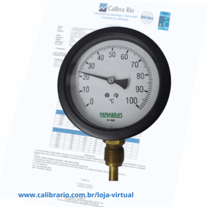 Termômetro Bimetálico Famabrás de 0 a 100 °C com Certificado de Calibração com Selo de Acreditação RBC